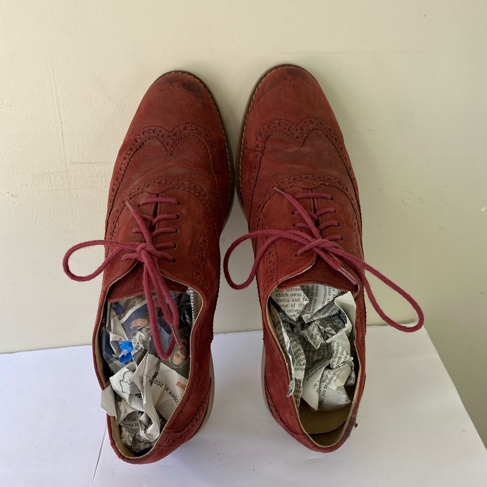 Cole Haan Maroon Suede Oxford Flats 9.5